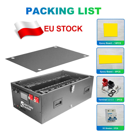 EU Stock -DIY 48V LiFePO4 Battery Pack Stacking Kit, Individual Black Metal Sheet Housing, Stacking Model