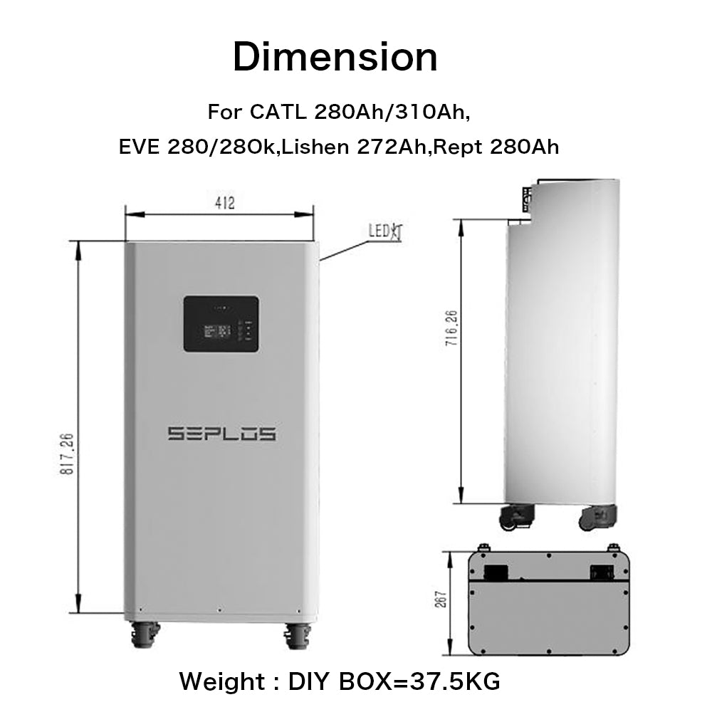 Free Shipping& Free Tax& With Cells - Seplos 3.0 Battery Pack 51.2V Power Bank Lifepo4 With Active Balancer Built In BMS