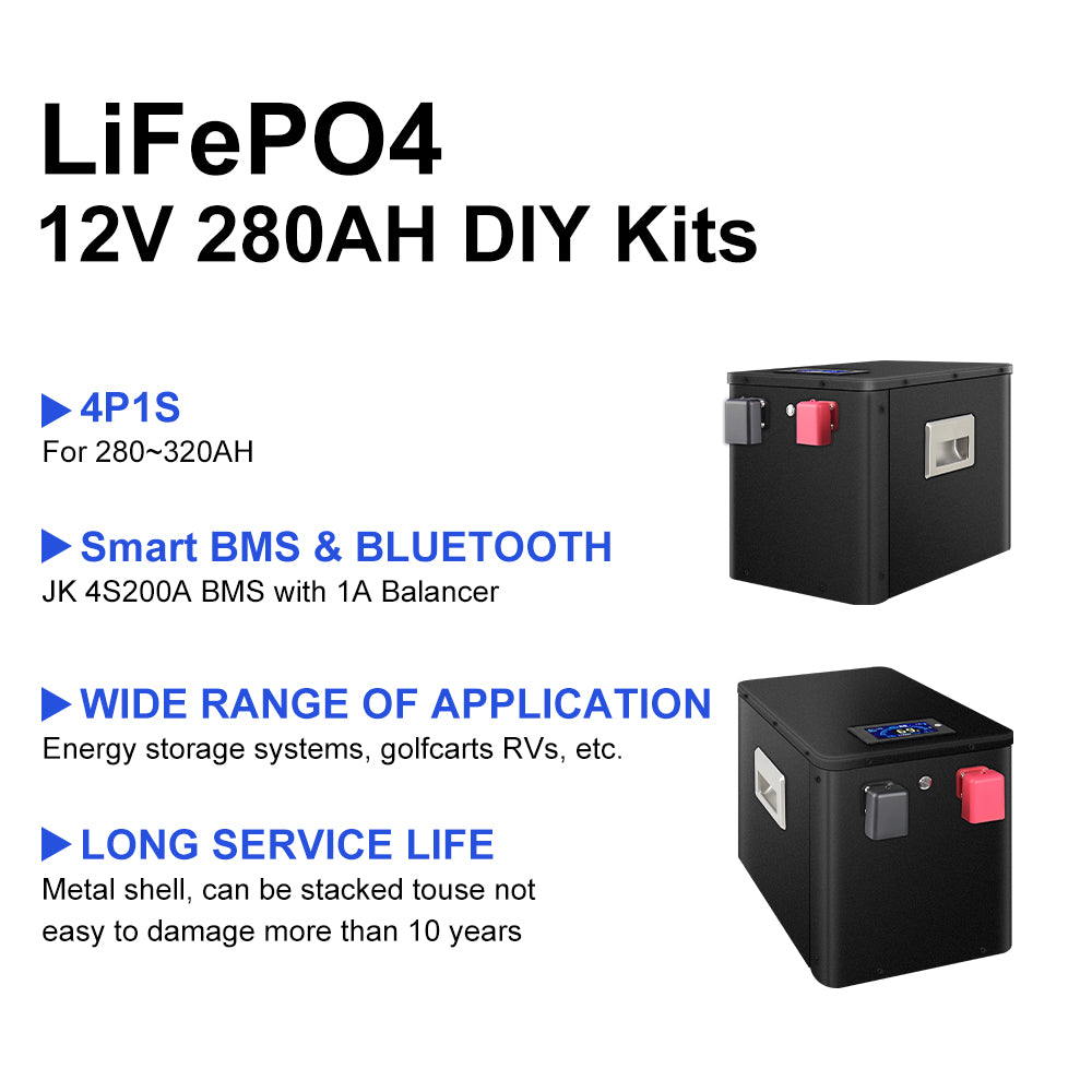 12V 280AH DIY LiFePO4 Battery Pack with JK BMS