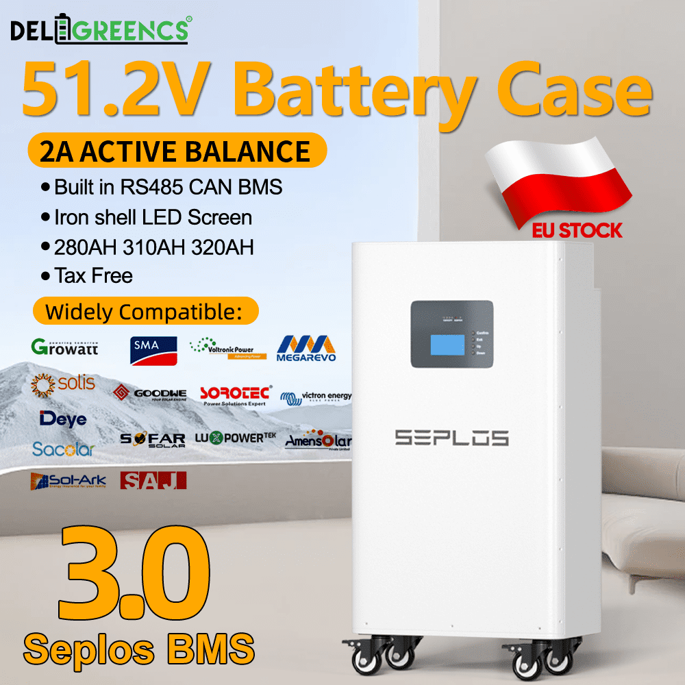 Free Shipping& Free Tax& With Cells - Seplos 3.0 Battery Pack 51.2V Power Bank Lifepo4 With Active Balancer Built In BMS