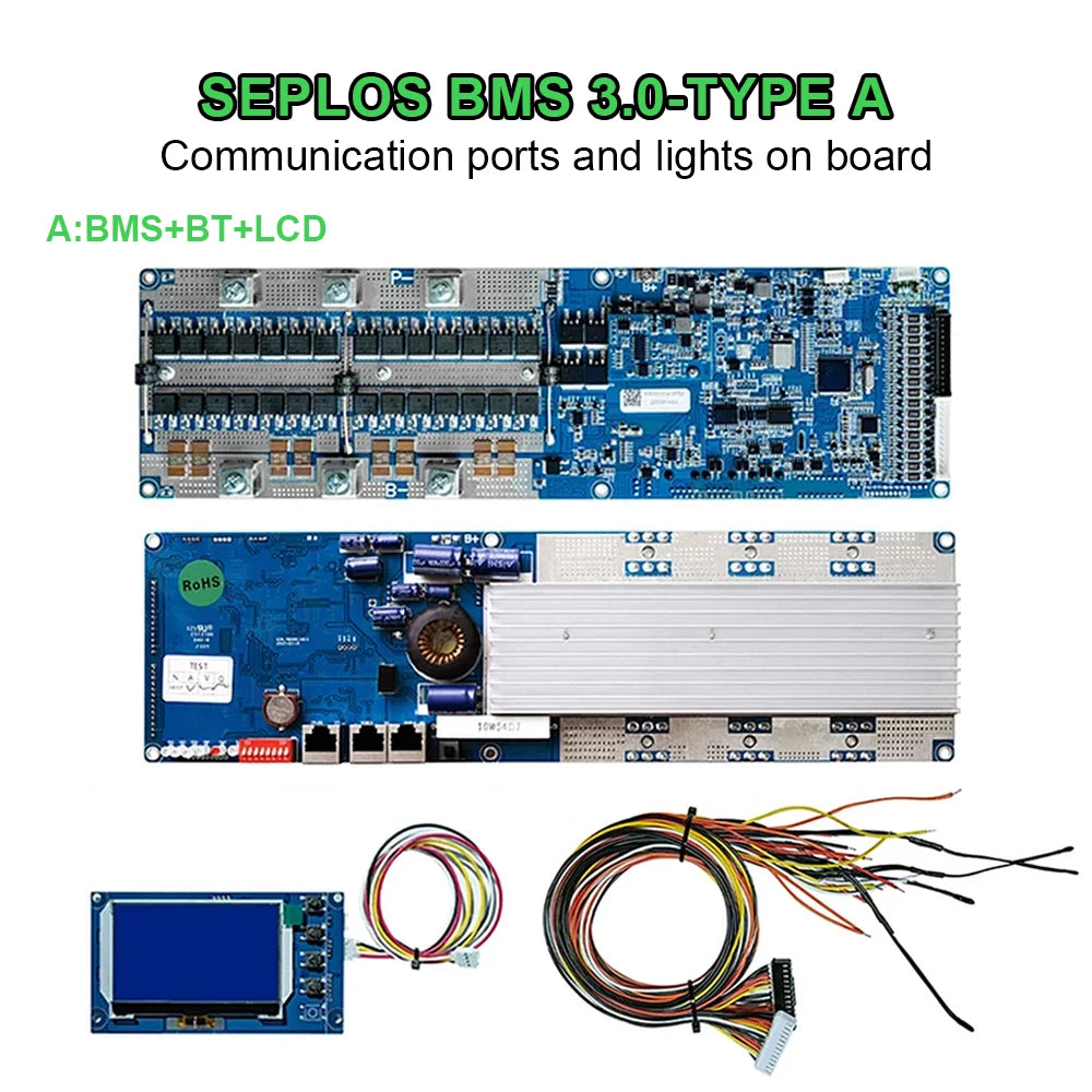 Seplos V3 Smart BMS 16S 200A 48V CAN/RS485 Battery Protection Board Lithium Ion Type A Batteries Inverte