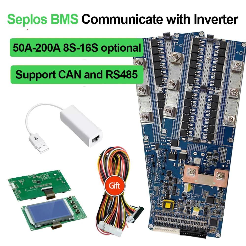 Free Shipping-Lifepo4 V2 Seplos Smart BMS 16S 100A 150A 200A With LCD NTC Deye Growatt Inverter