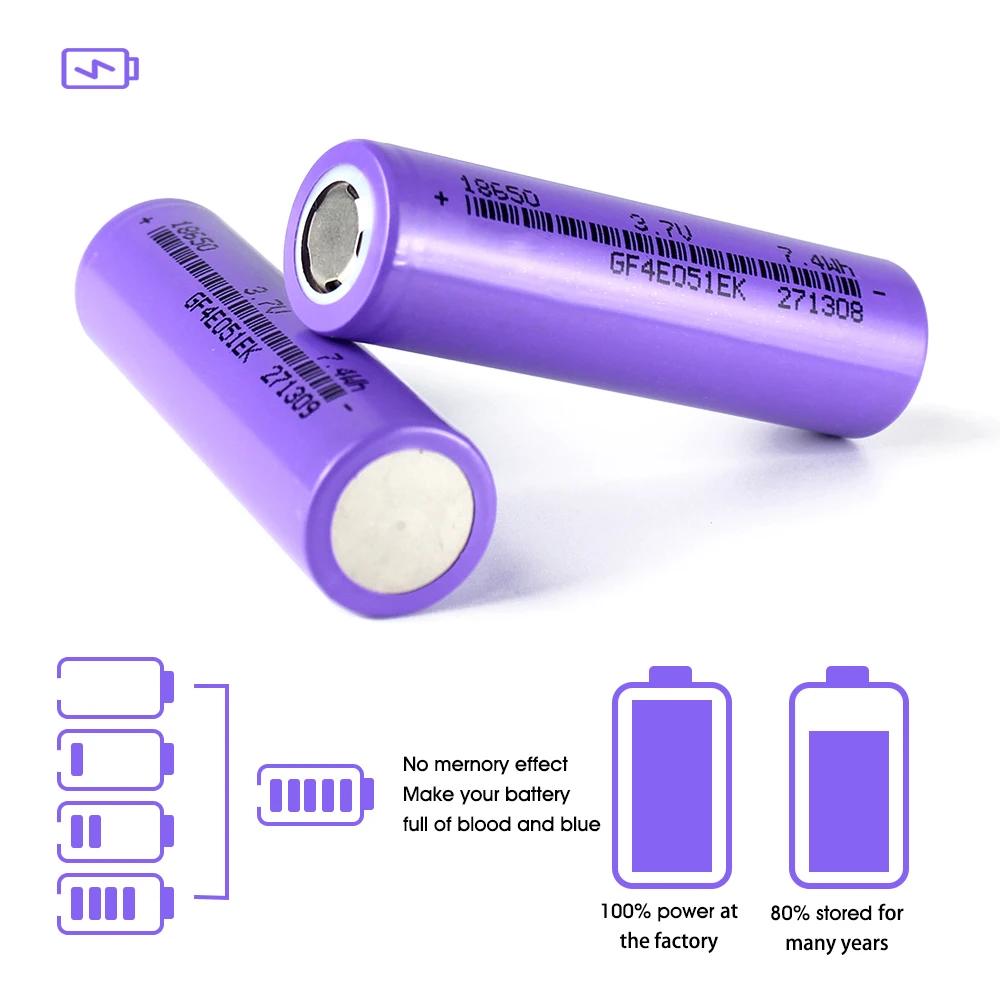 New Original 18650 Battery 2000mAh 3.7V Power Rechargeable Lithium-ion Battery Pack 1000 Cycles For Headlamp Flashlight