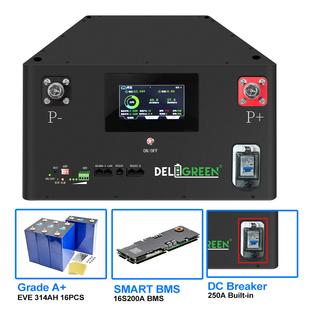 EVE 334Ah Pre-assembled Battery Pack -Stackable Model- 51.2V | 314Ah 16kWh|  334Ah 17kWh | LiFePO4 Plug-and-Play | Grade A+ New Cells | JK V19 BMS | 8000+ Cycles