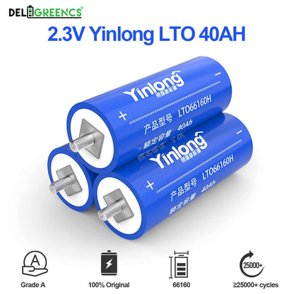 Yinlong -2.3V 40Ah Titanate Battery Cylindrical LTO Cell