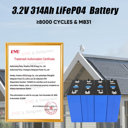 EVE Pre-assembled Battery Pack Plug-and-Play 51.2V 314Ah 16kWh LiFePO4 | Grade A+ EVE314 Cells | JK V19 BMS | 8000+ Cycles