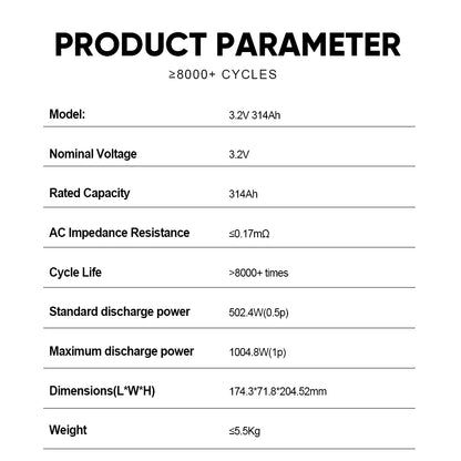 Higee- 314AHK Lifepo4 Battery Free Shipping Grade A  Brand New 8000 Cycles