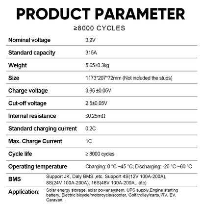 EU Stock- 2026 Envision 315Ah 3.2V LiFePO4 Grade A Prismatic Battery Cell for Energy Storage Systems