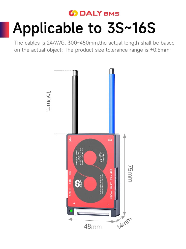 Free Shipping- DALY H Series Smart BMS WITH NTC3S to 16S 40A 60A