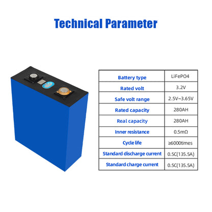 CATL- 280AH LiFePO4 3.2V Battery 6000+ Cycles Rechargeable Cells for Energy storage,Home Solar Energy,DIY battery Pack