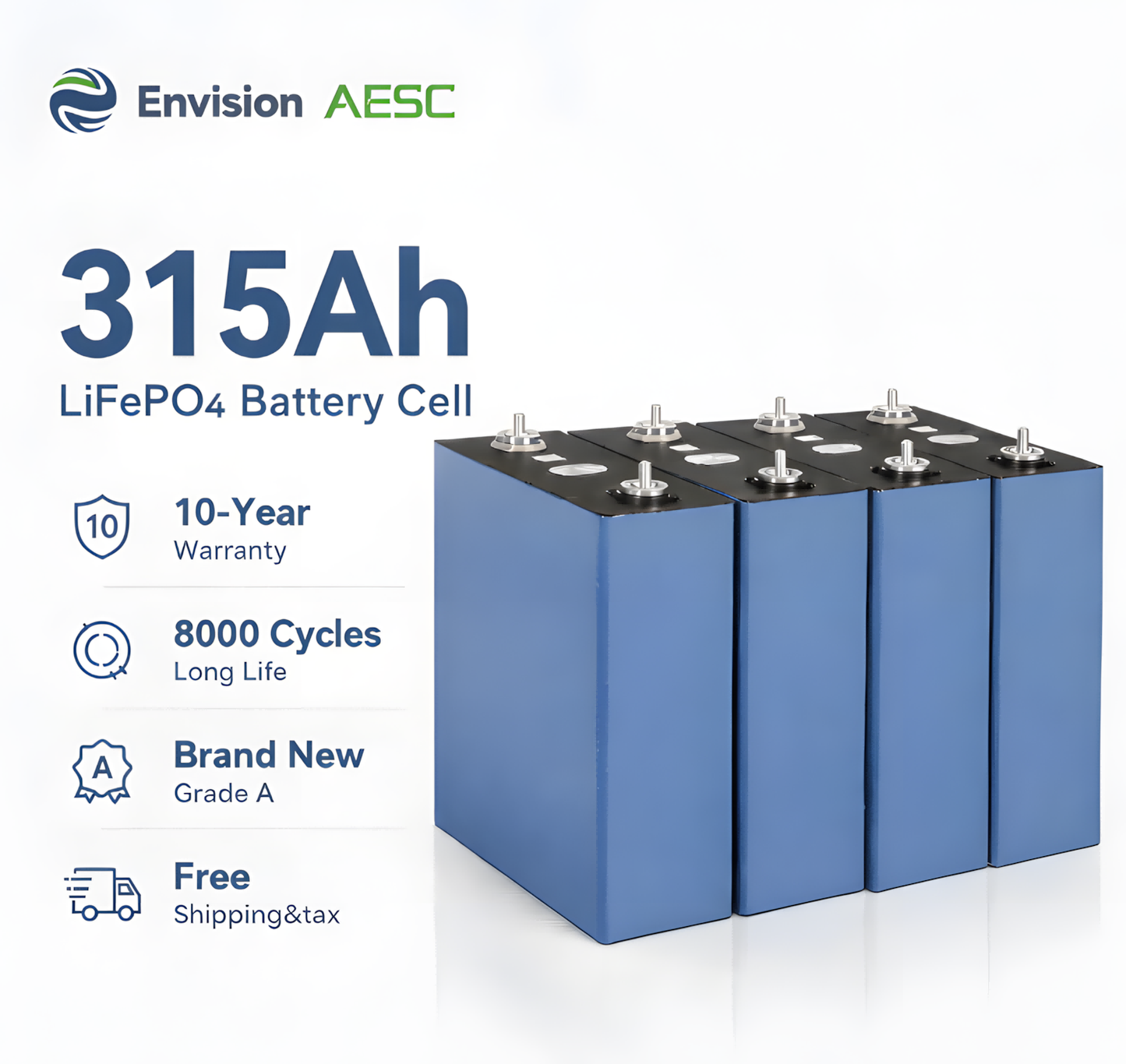 EU Stock- 2026 AESC Envision 315Ah 3.2V LiFePO4 Grade A Prismatic Battery Cell for Energy Storage Systems