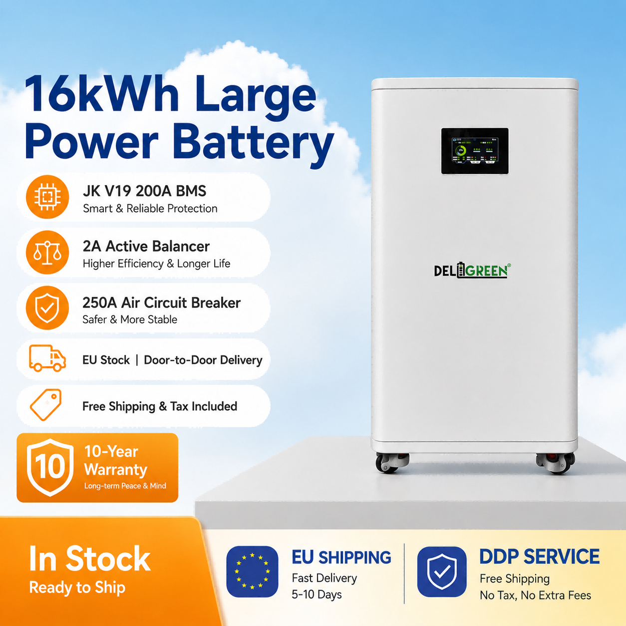 EU Stock -JK V19 51.2V 280AH 314AH Battery Pack Floor-standing DIY Kits