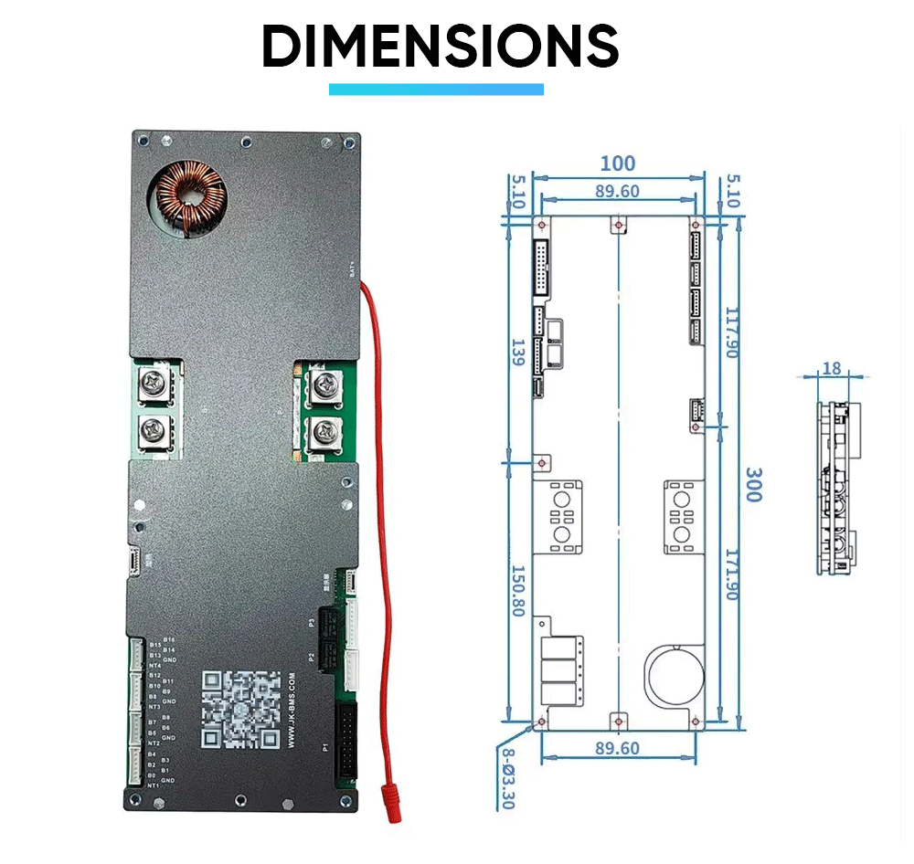 BMS JK PB2A16S15P JIKONG Smart Inverter for LiFePO4 Li-ion LTO