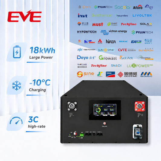 18kWh EVE 334Ah(350Ah) LiFePO4 Battery Pack Grade A Cells | Low-Temp Charging | JK V19 Active BMS | High-rate discharge | Ready-to-Use