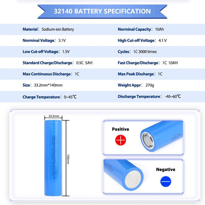 Grade A 3V 10Ah Sodium-ion Rechargeable Battery 3000 Cycles For DIY Solar EV RV E-scooter  For -40  -60 Low Temperatrure