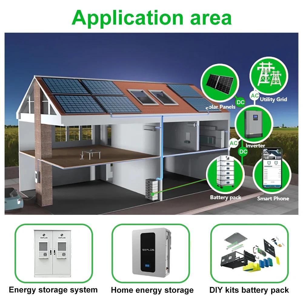 Lifepo4 3.0 Seplos Smart BMS 16S 50A 100A 150A 200A 48V CAN/RS485 Battery Protection Board Lithium Ion Type A Batteries Inverte