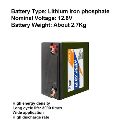 Free Shipping -12.8V 24AH Grade A Lifepo4 Power Bank Storage Battery Pack Rechargeable