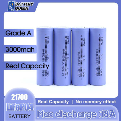 Pack de batteries rechargeables Lifepo4, 3000mAh, 21700, 3.2V, 3000 Cycles, pour lampe frontale et lampe de poche 