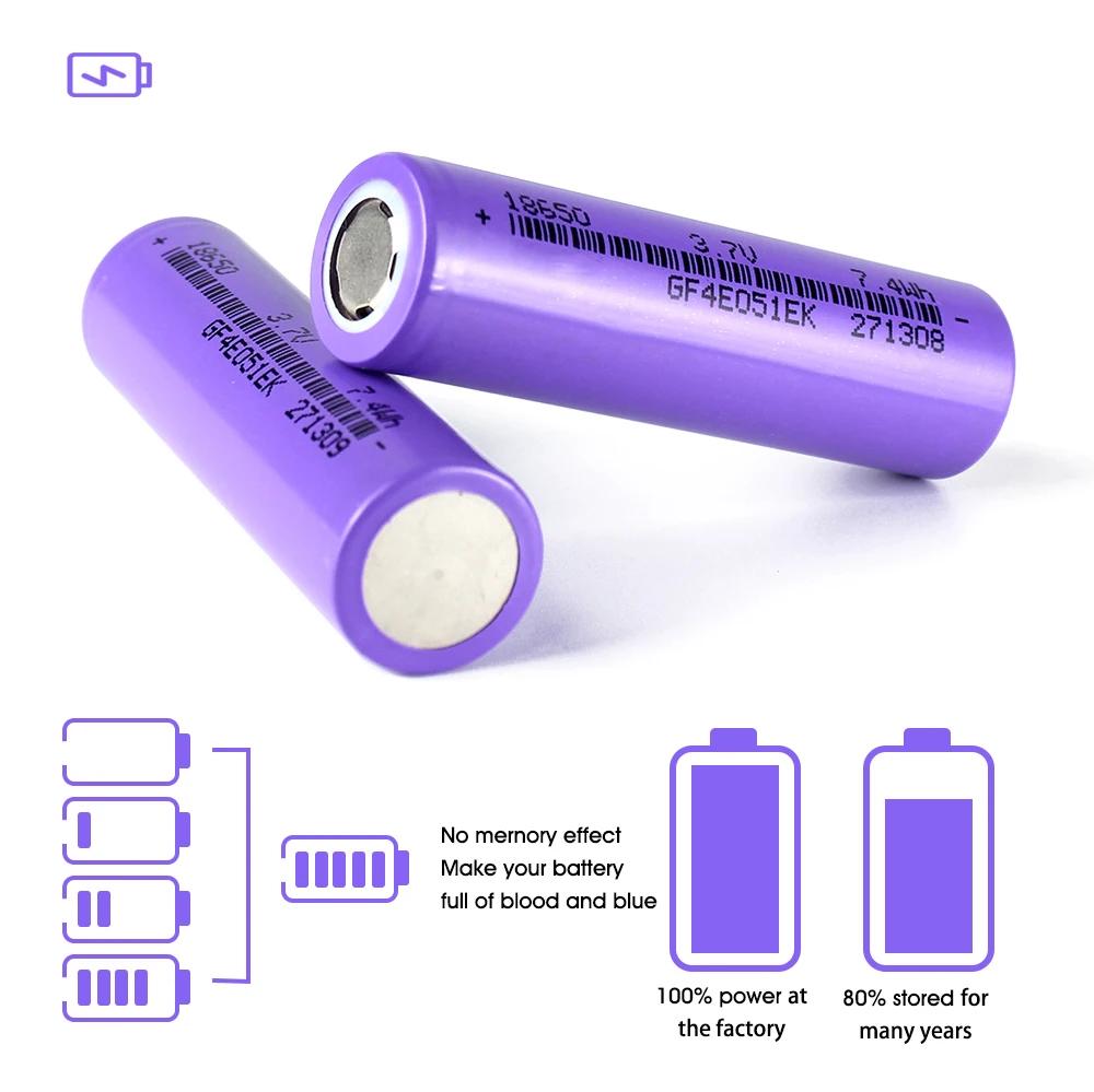 New Original 18650 Battery 2000mAh 3.7V Power Rechargeable Lithium-ion Battery Pack 1000 Cycles For Headlamp  Flashlight