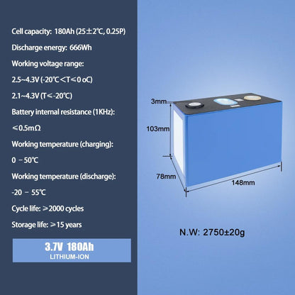 Livraison gratuite-batterie Rechargeable CATL Li-ion 180AH 3.7V Lithium NCM 