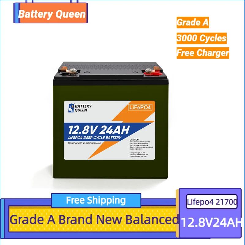 Free Shipping -12.8V 24AH Grade A Lifepo4 Power Bank Storage Battery Pack Rechargeable